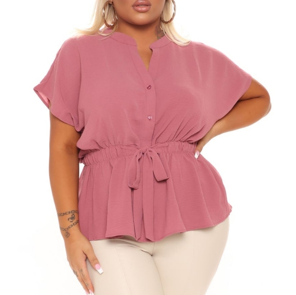 Fashion Nova Mauve Button-Up Blouse